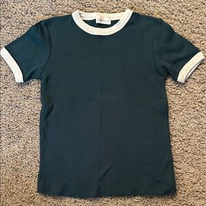 Stylish Kids Dark Green Tee with White Trim